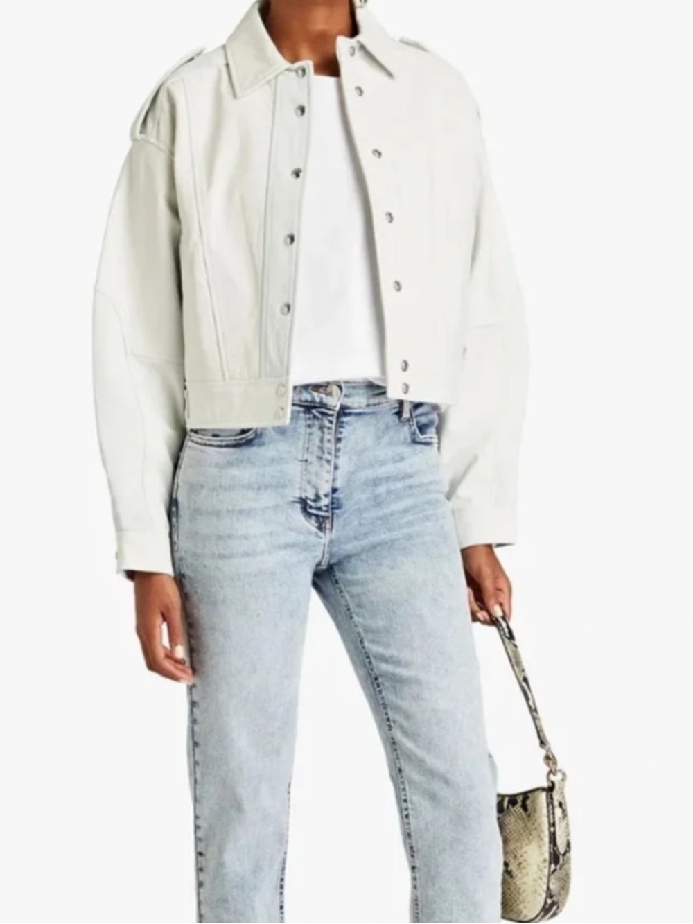 IRO White Leather Motorcycle Jacket